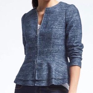Banana Republic Space Dye Peplum Ruffle Hem Blazer